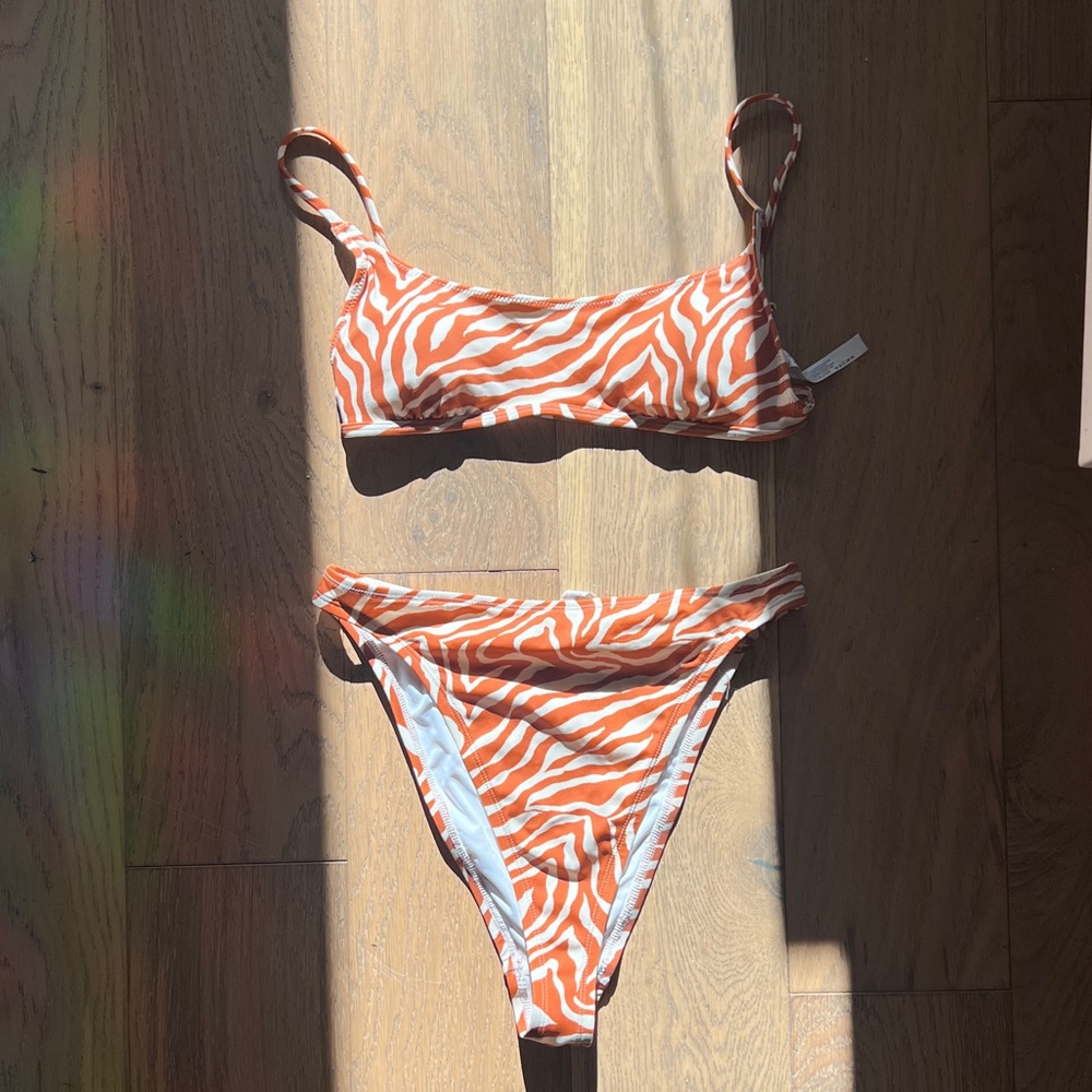 Urban outfitters Orange and white zebra print bikini